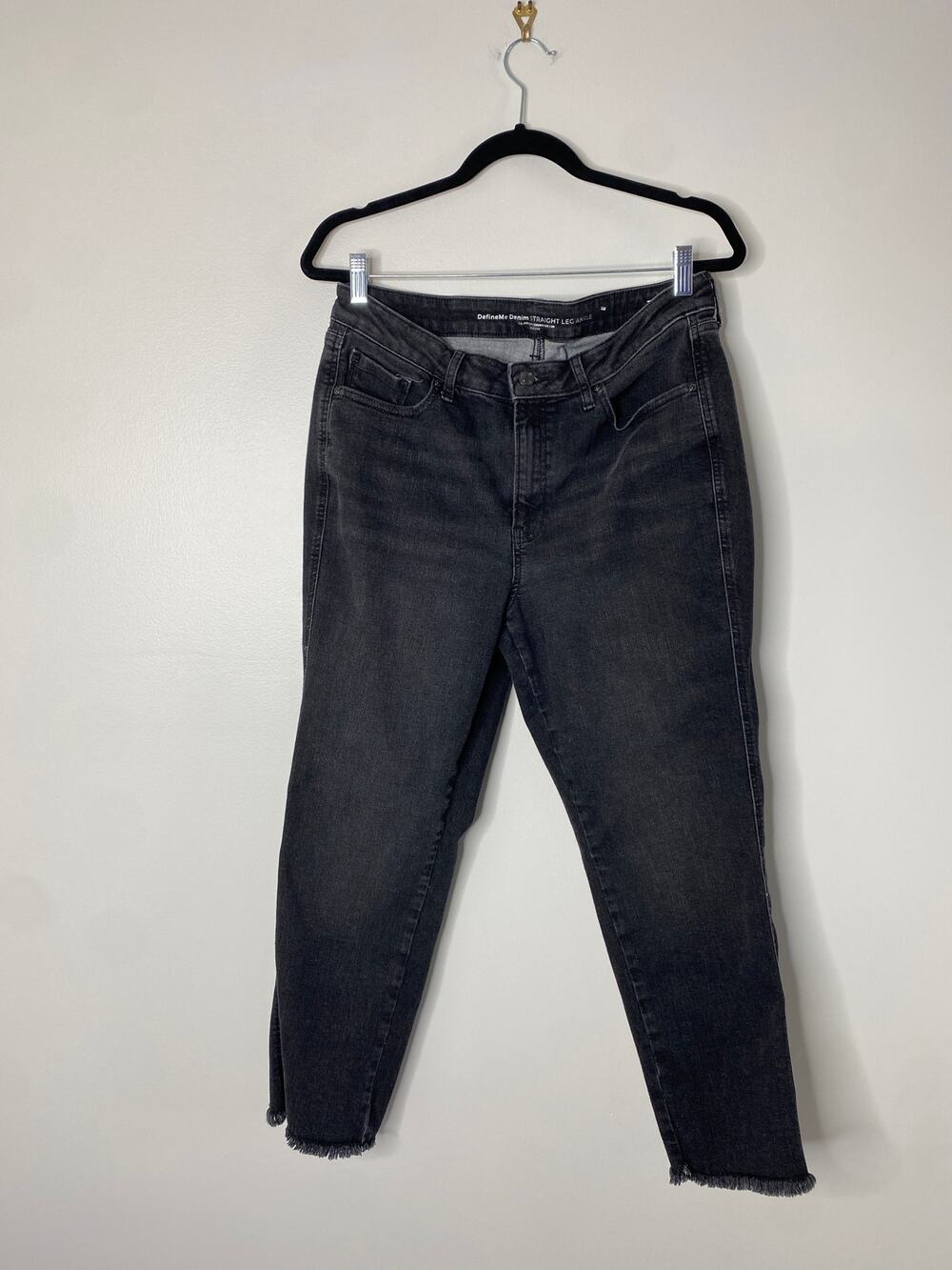 Chico's DefineMe Denim Straight Leg Ankle Black Jeans US Size 14R/Chico's 2.5